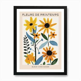 Spring Floral French Poster  Black Eyed Susan 3 Art Print