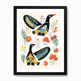 Folk Style Bird Painting Canada Goose Art Print