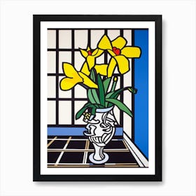 Daffodils Flower Still Life  4 Pop Art Style Art Print
