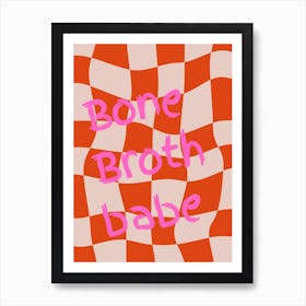 Bone Broth Checkered Orange  Art Print