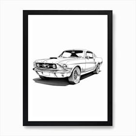 Ford Mustang Line Drawing 30 Art Print