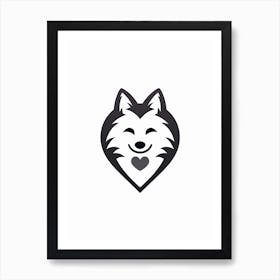 Smiling Grey Husky Heart Art Print