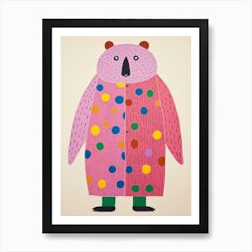 Pink Polka Dot Beaver 2 Art Print