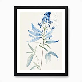 Blue Cohosh Herb Minimalist Watercolour 2 Art Print