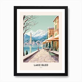 Vintage Winter Travel Poster Lake Como Italy 1 Art Print