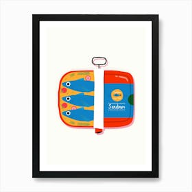 Red and Blue Sardines Print Art Print