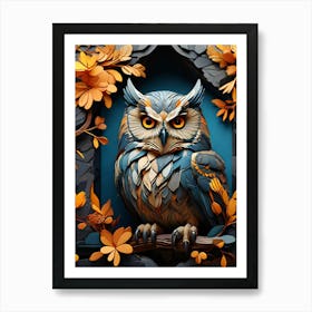 Owl In Autumn Art Print