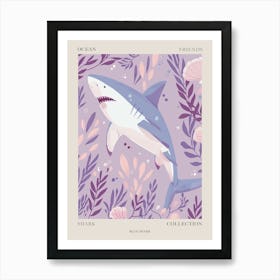 Purple Blue Shark Illustration 2 Poster Art Print
