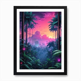 Sunset In The Jungle Print Art Print