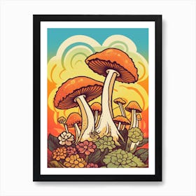 Retro Mushrooms 11 Art Print