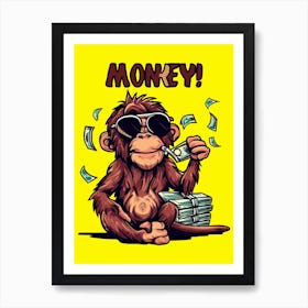 Money For Monkey Animal Lovers Art Print