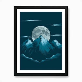 Full Moon In The Mountains 2 Art Print