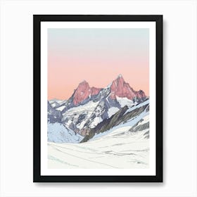 Monte Rosa Switzerland Italy Color Line Drawing (5) Art Print