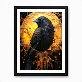 Floral Fantasy Raven Art Print