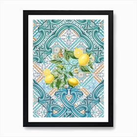 Lemons On A Tile Art Print