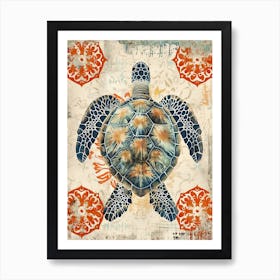 Sea Turtle Tile Patterns Art Print
