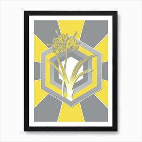 Vintage Guernsey Lily Botanical Geometric Art in Yellow and Gray n.023 Art Print