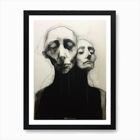 Peaceful Face Charcoal Style Face Sketches 2 Art Print