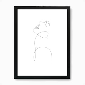 Single Line Drawing Of A Woman'S Face Art Print