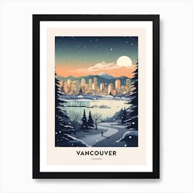 Winter Night  Travel Poster Vancouver Canada 3 Poster