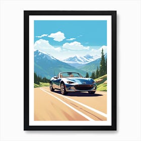 A Mazda Mx 5 Miata Car In Icefields Parkway Flat Illustration 1 Art Print