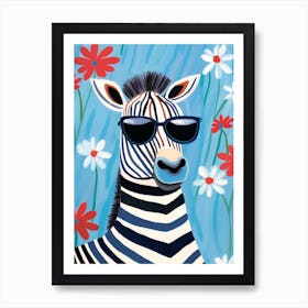 Little Zebra 2 Wearing Sunglasses Art Print