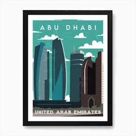 Abu Dhabi, UAE — Retro travel minimalist poster 1 Art Print