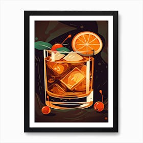 Old Fashioned Cocktail Mid Century Modern 1 Art Print
