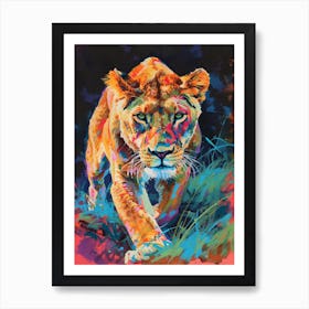 Southwest African Lioness On The Prowl Fauvist Painting 2 Art Print