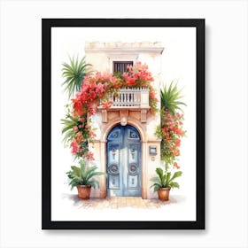 Palma De Mallorca, Spain   Mediterranean Doors Watercolour Painting 3 Art Print