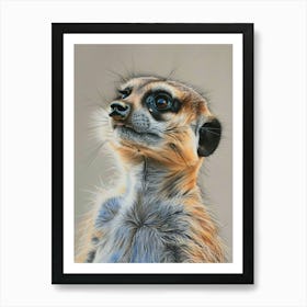 Meerkat Pastel Watercolour 2 Art Print