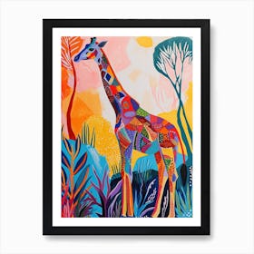 Colourful Giraffe With Patterns 6 Art Print