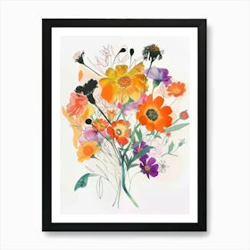 Calendula Collage Flower Bouquet Art Print