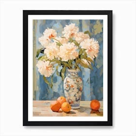 Marigold Flower And Peaches Still Life Painting 4 Dreamy Art Print