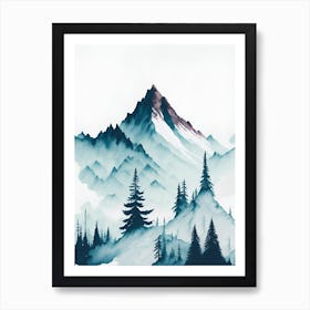 Mountain And Forest In Minimalist Watercolor Vertical Composition 176 Art Print