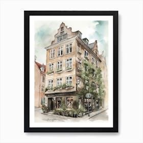 Norrebro Copenhagen Neighborhood, Watercolour 3 Art Print