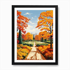 Schonbrunn Palace Gardens, Austria In Autumn Fall Illustration 1 Art Print