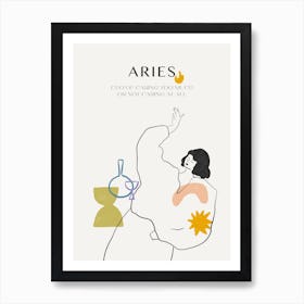 Aries Zodiac Sign One Line Art Print