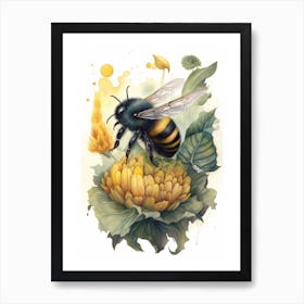 Large Earth Bumble Bee Beehive Watercolour Illustration 4 Art Print
