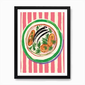 A Plate Of Onion, Top View Food Illustration 1 Art Print