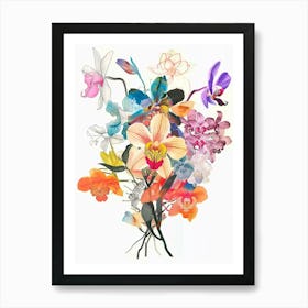 Monkey Orchid Collage Flower Bouquet Art Print