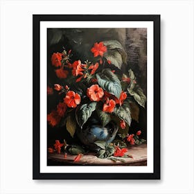 Baroque Floral Still Life Impatiens 3 Art Print