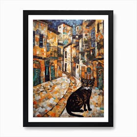Painting Of Havana With A Cat In The Style Of Gustav Klimt 1 Art Print
