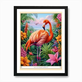 Greater Flamingo Las Coloradas Mexico Tropical Illustration 8 Poster Art Print