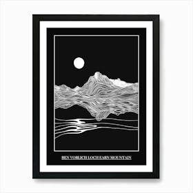 Ben Vorlich Loch Earn Mountain Line Drawing 2 Poster Art Print