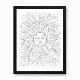 Line Art Inspired By  The Creation Of The Sun 3 Art Print