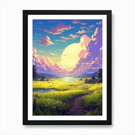 Prairie Landscape Pixel Art 3 Art Print