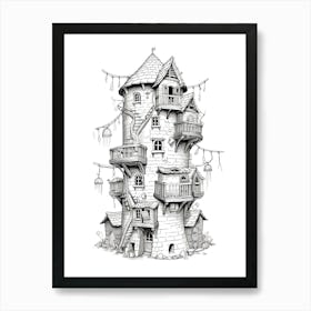 The Tangled Tower (Tangled) Fantasy Inspired Line Art 4 Art Print