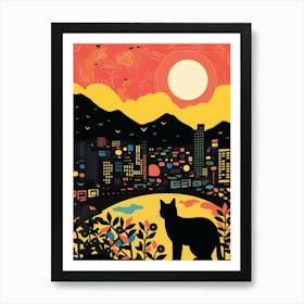 Shenzhen, China Skyline With A Cat 3 Art Print