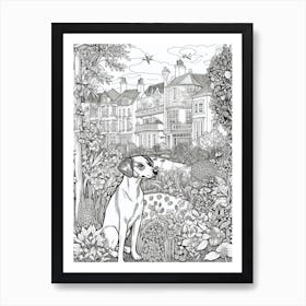 Drawing Of A Dog In Kew Gardens, United Kingdom In The Style Of Black And White Colouring Pages Line Art 04 Art Print